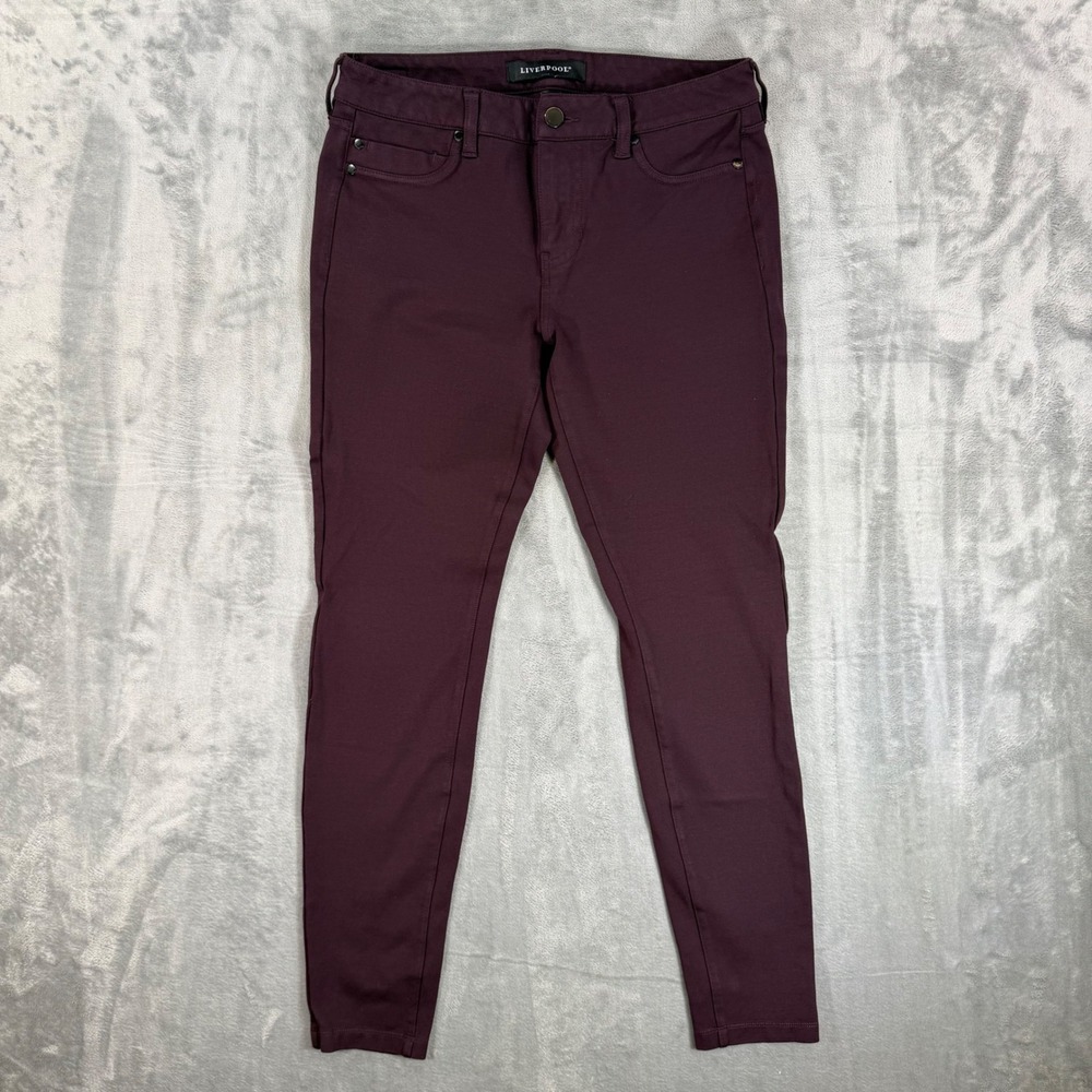 Liverpool Ponte Stretch‎ Skinny Pants Women's Size 6/8 Purple Red Pants